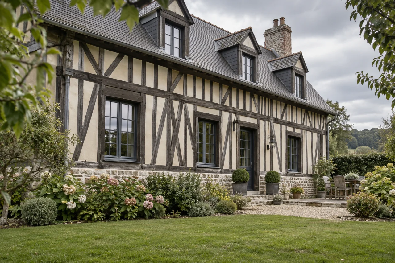Maison normande à pans de bois — illustration générée