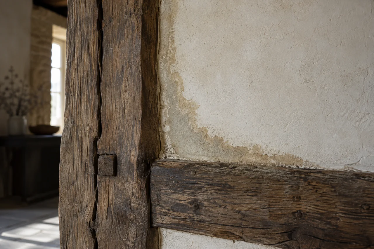Interface entre colombage et enduit — illustration générée