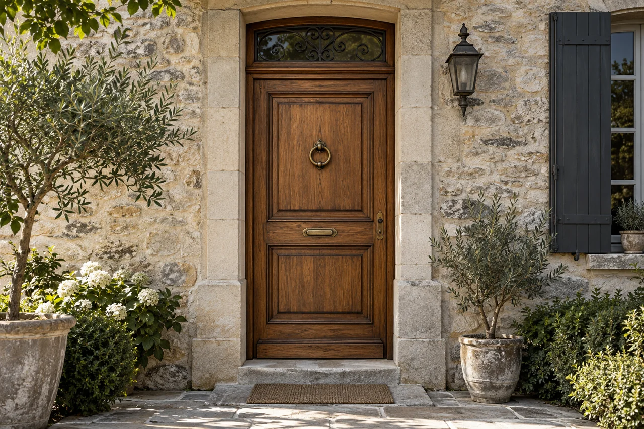 Porte d’entrée ancienne en bois — illustration générée